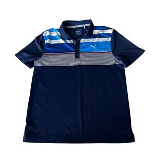Puma Golf Polo Shirt - Youth Large - Blue Stripe